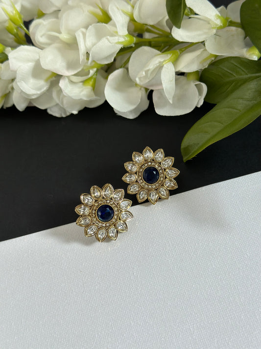 Kundan studs blue