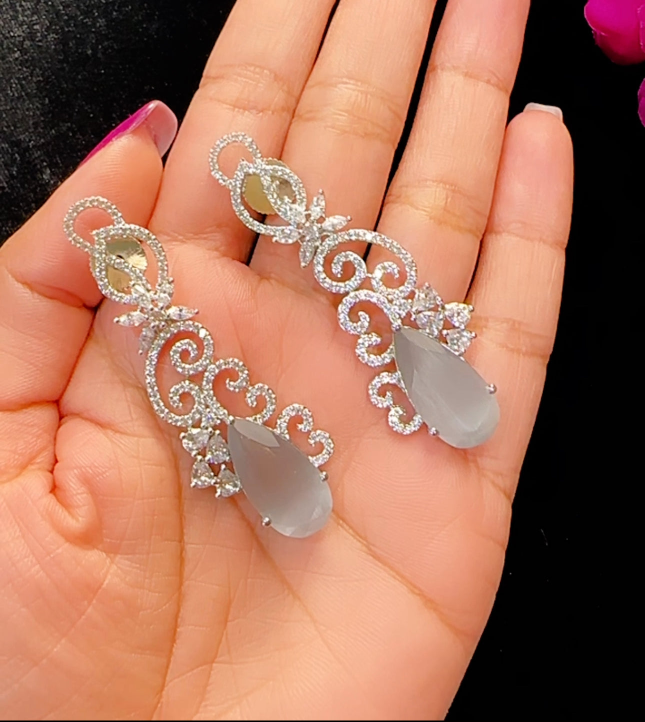 Earrings in American diamonds