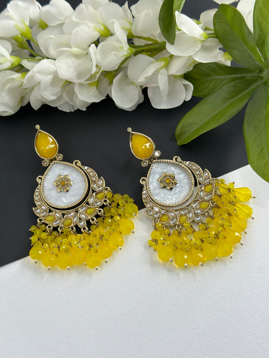 Kundan earrings yellow