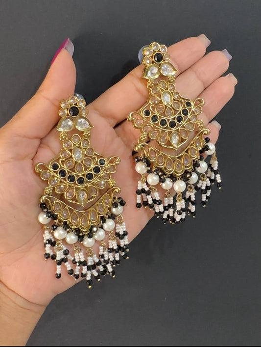 Polki earrings black