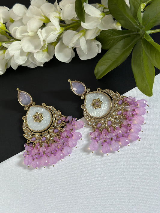 Kundan earrings lavender