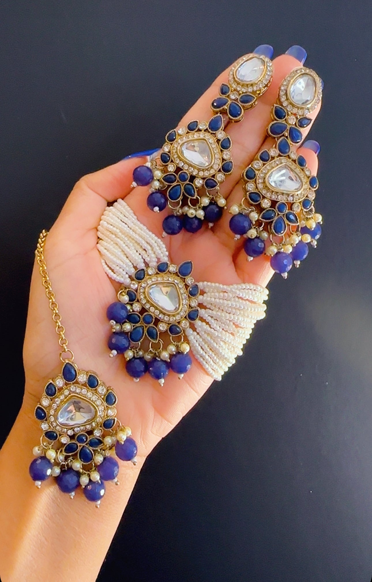 Kundan choker set Blue