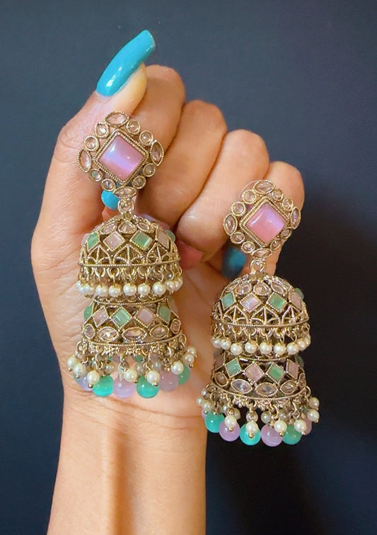 Jhumki mint & pink