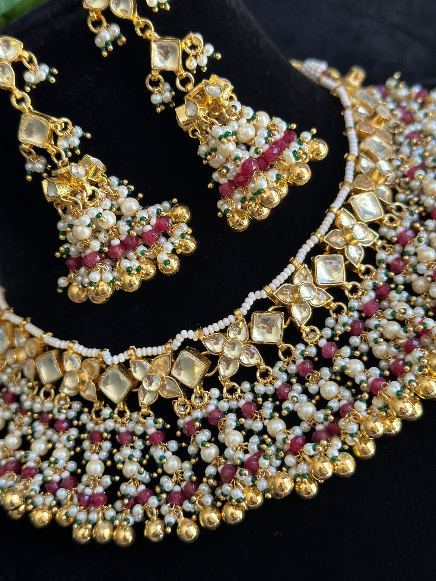 Pachi kundan necklace set