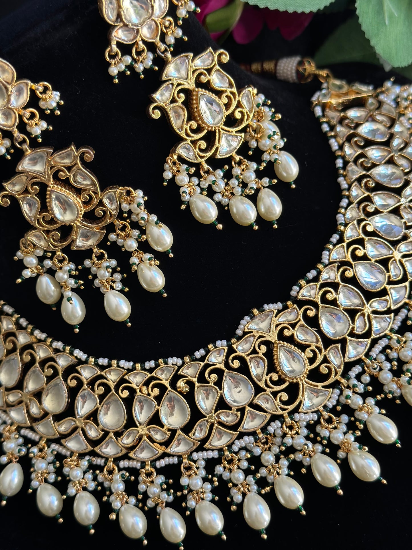 Pachi kundan necklace set