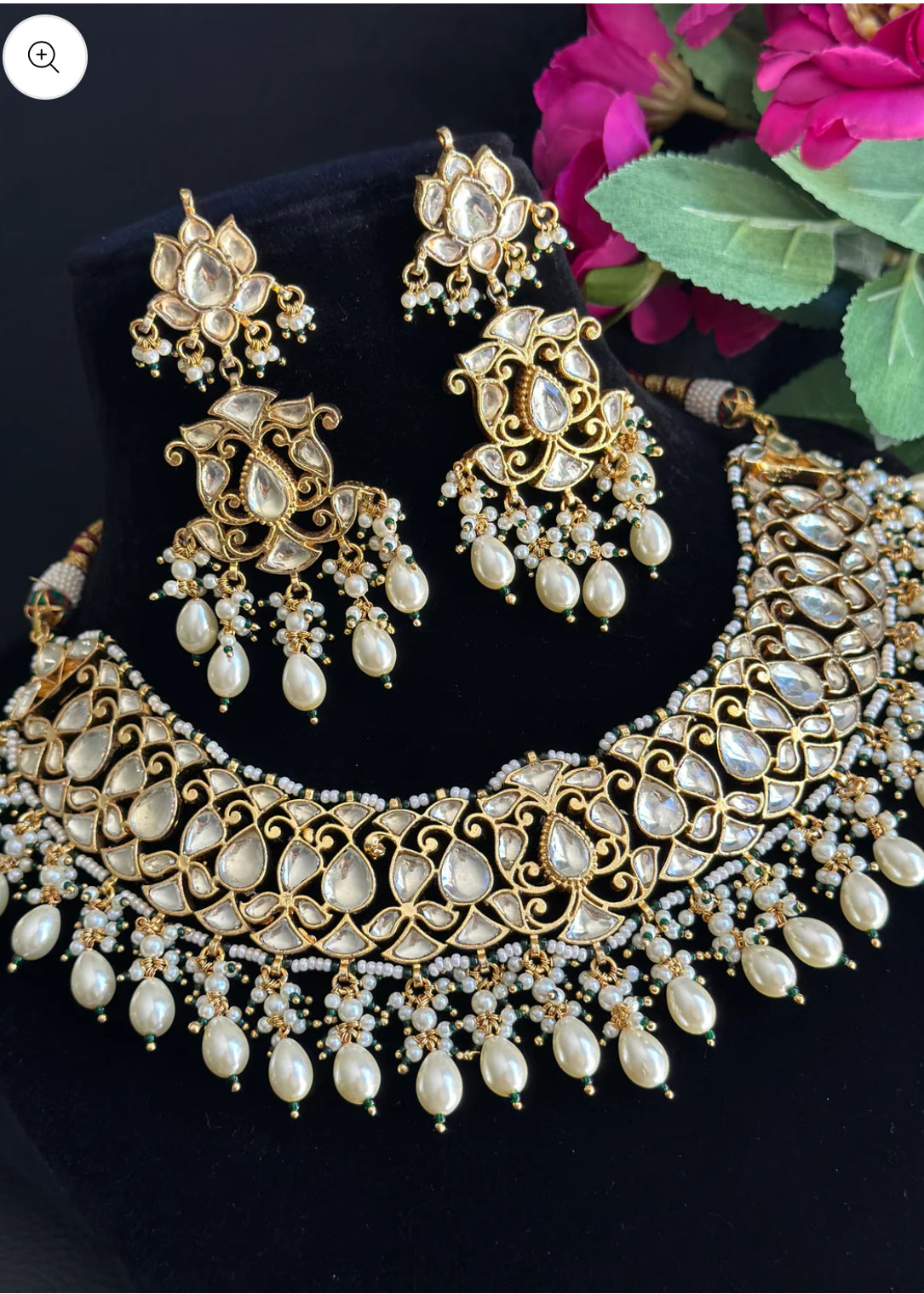 Pachi kundan necklace set