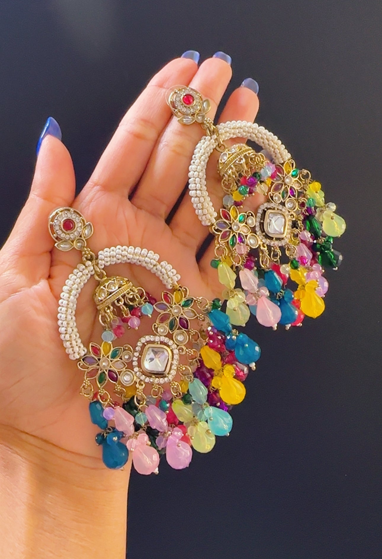 Kundan earrings multi