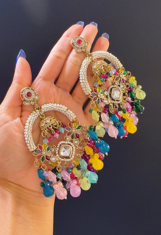 Kundan earrings multi