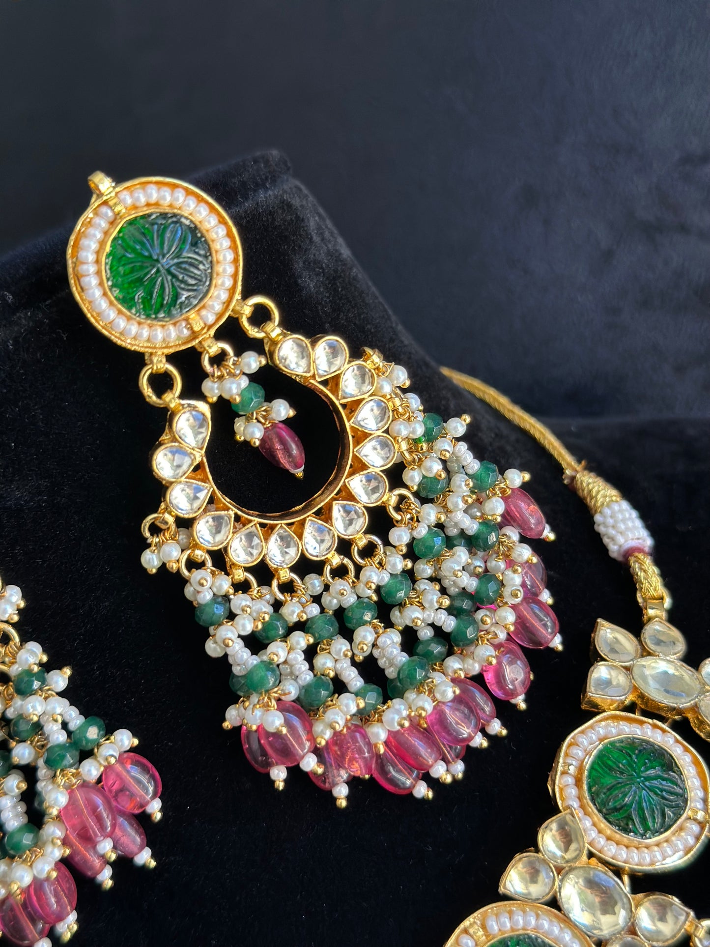 Pachi kundan necklace set