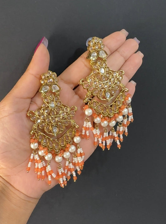 Polki earrings orange
