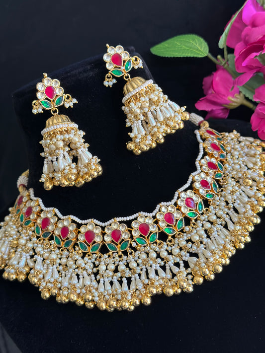 Pachi kundan necklace set