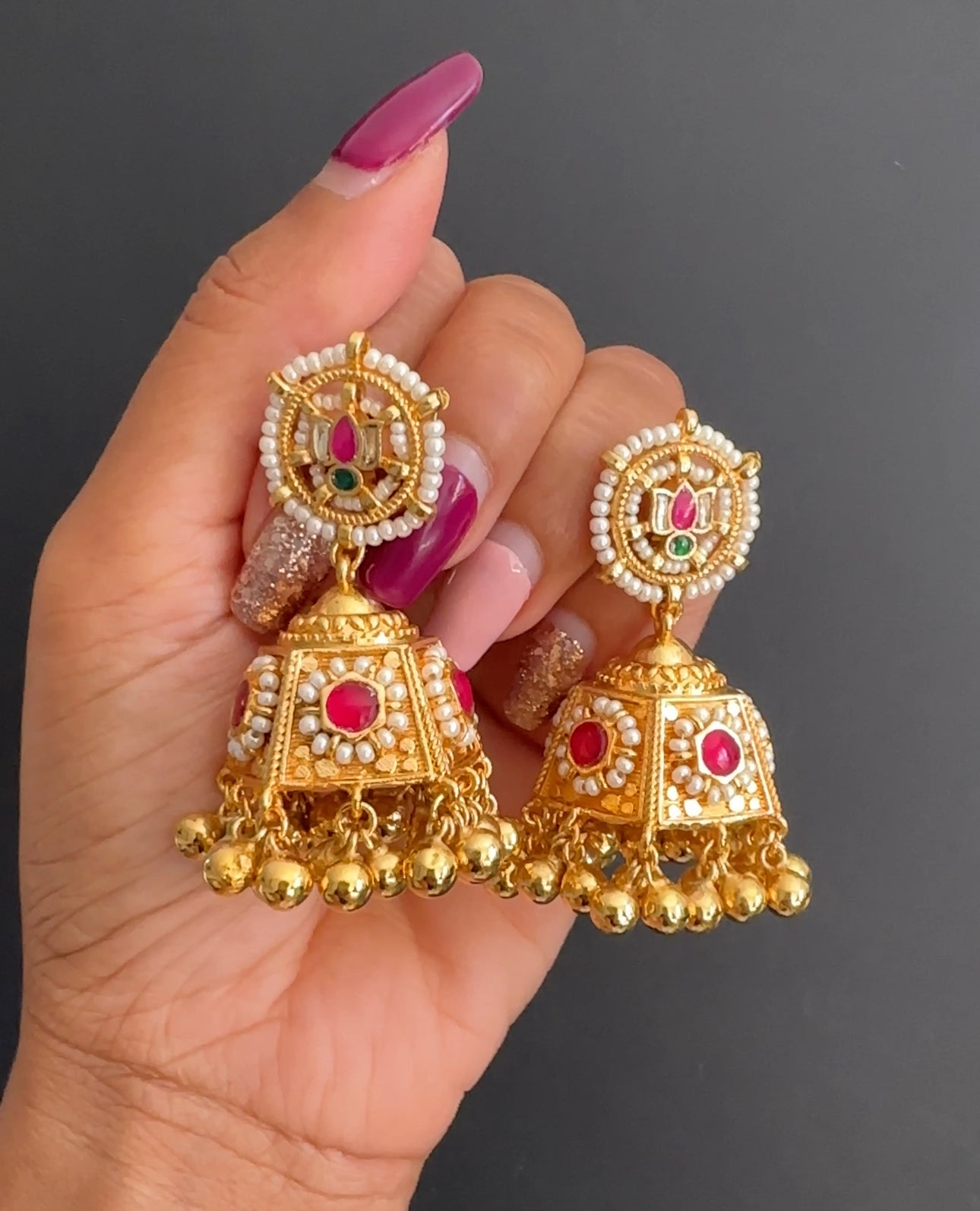 Pachi kundan jhumki