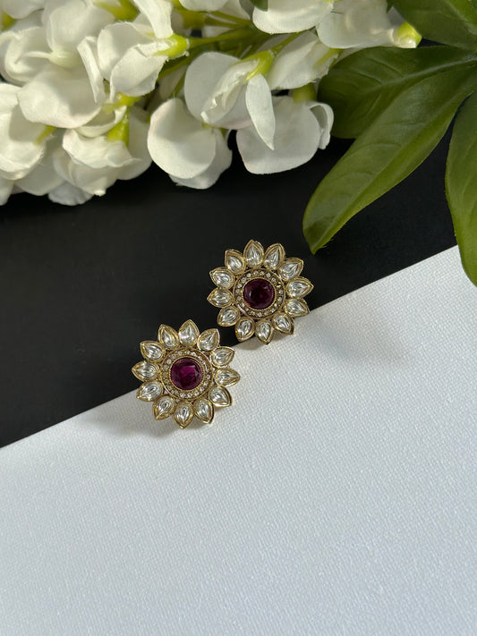 Kundan studs wine