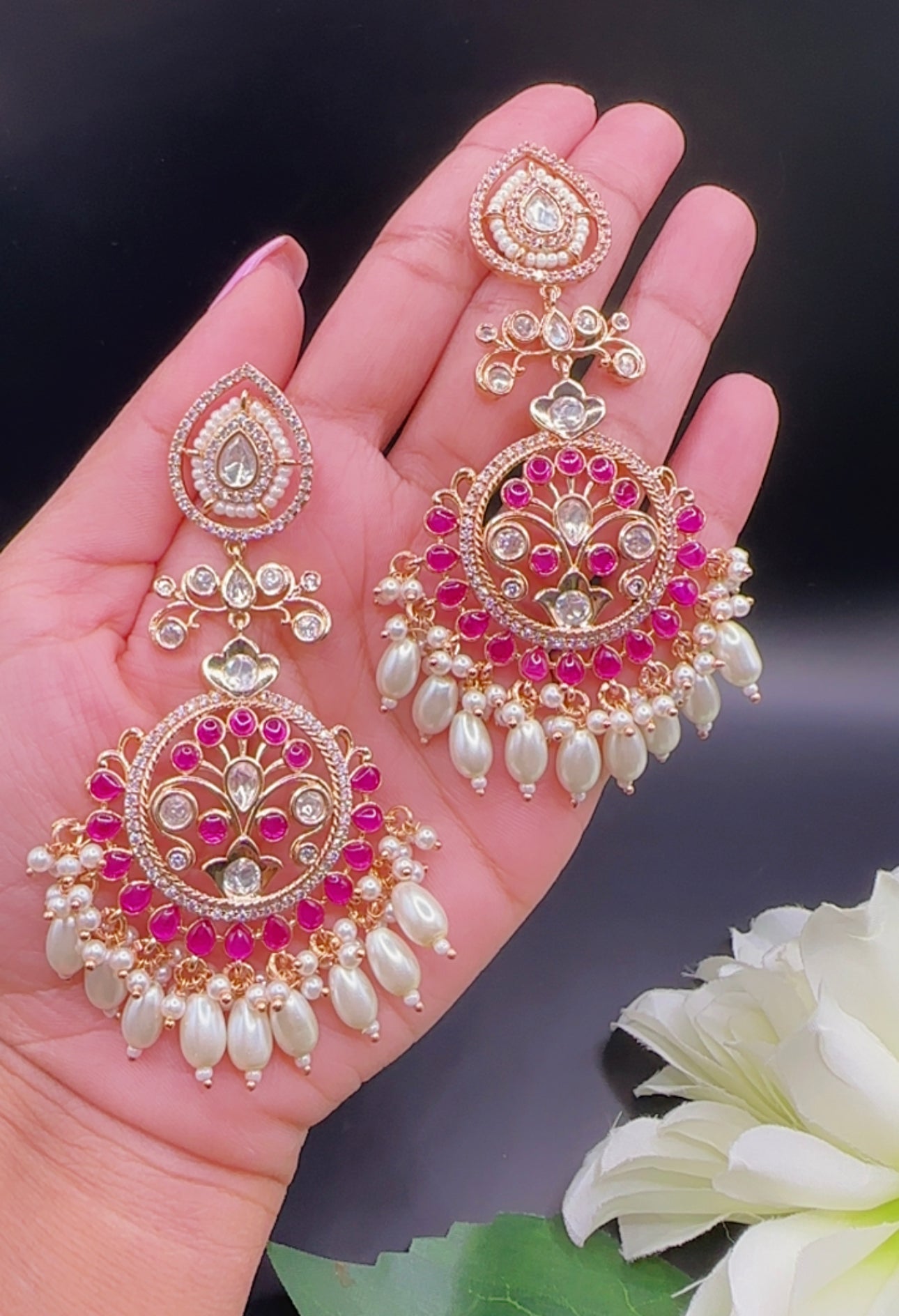 Uncut Polki kundan earrings