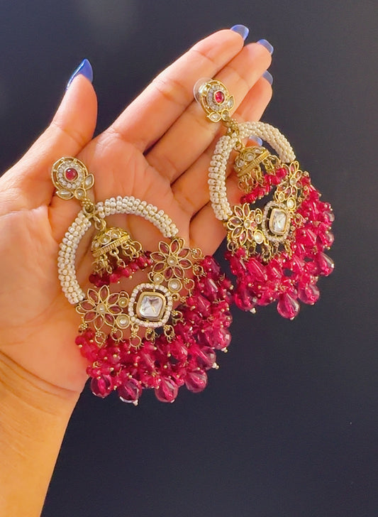 Kundan earrings wine