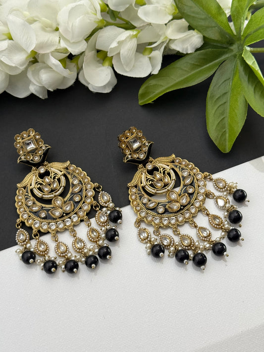 Kundan earrings black