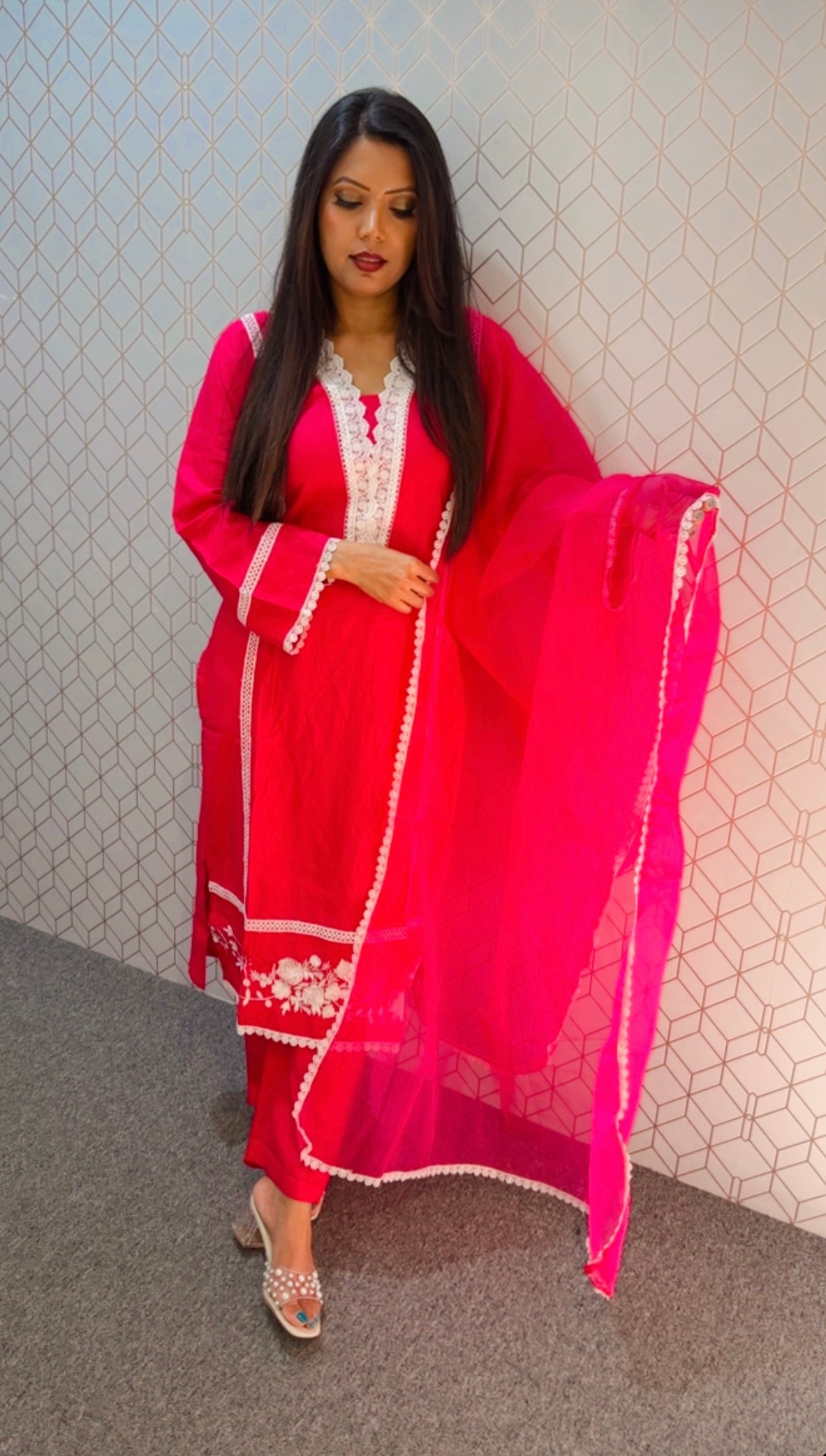 Pakistani style suit (Dark Pink)