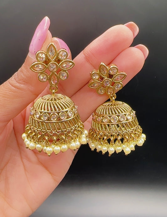 Jhumki in golden white colour