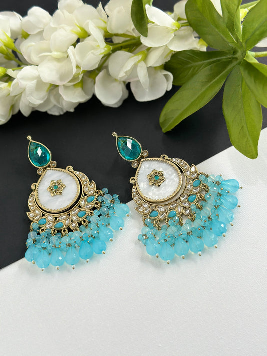 Kundan earrings light blue