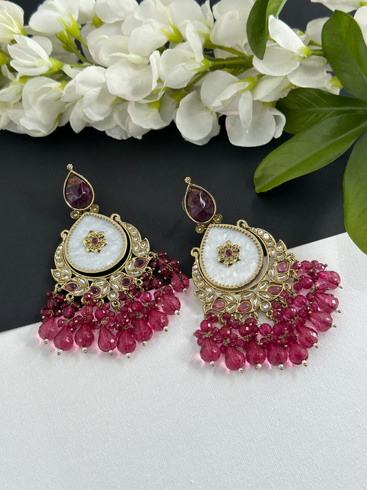 Kundan earrings Wine