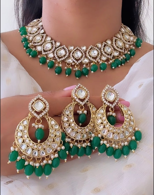 Kundan set green