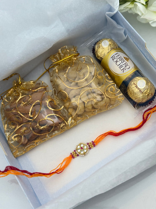 Pachi kundan Rakhi Hamper