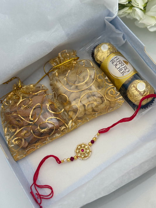 Pachi kundan Rakhi hamper