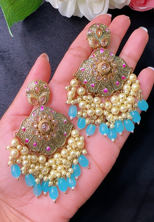 Kundan meenakaari earrings firoji