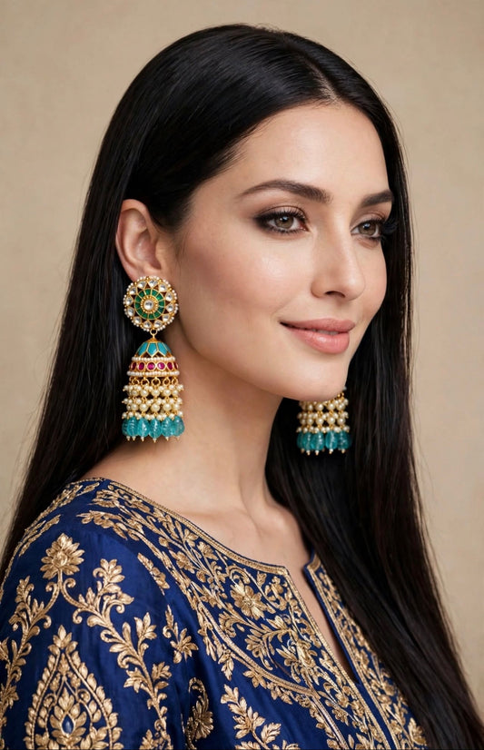 Pachi kundan jhumki
