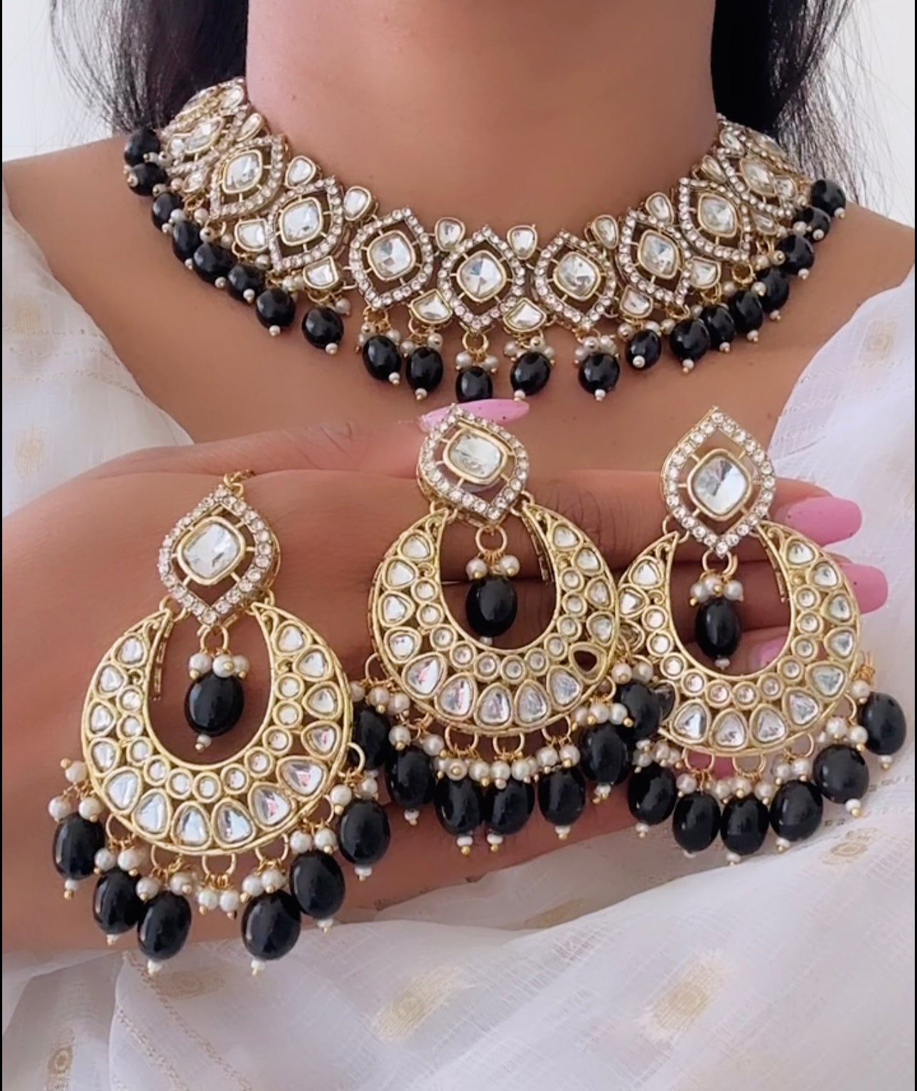 Kundan set black