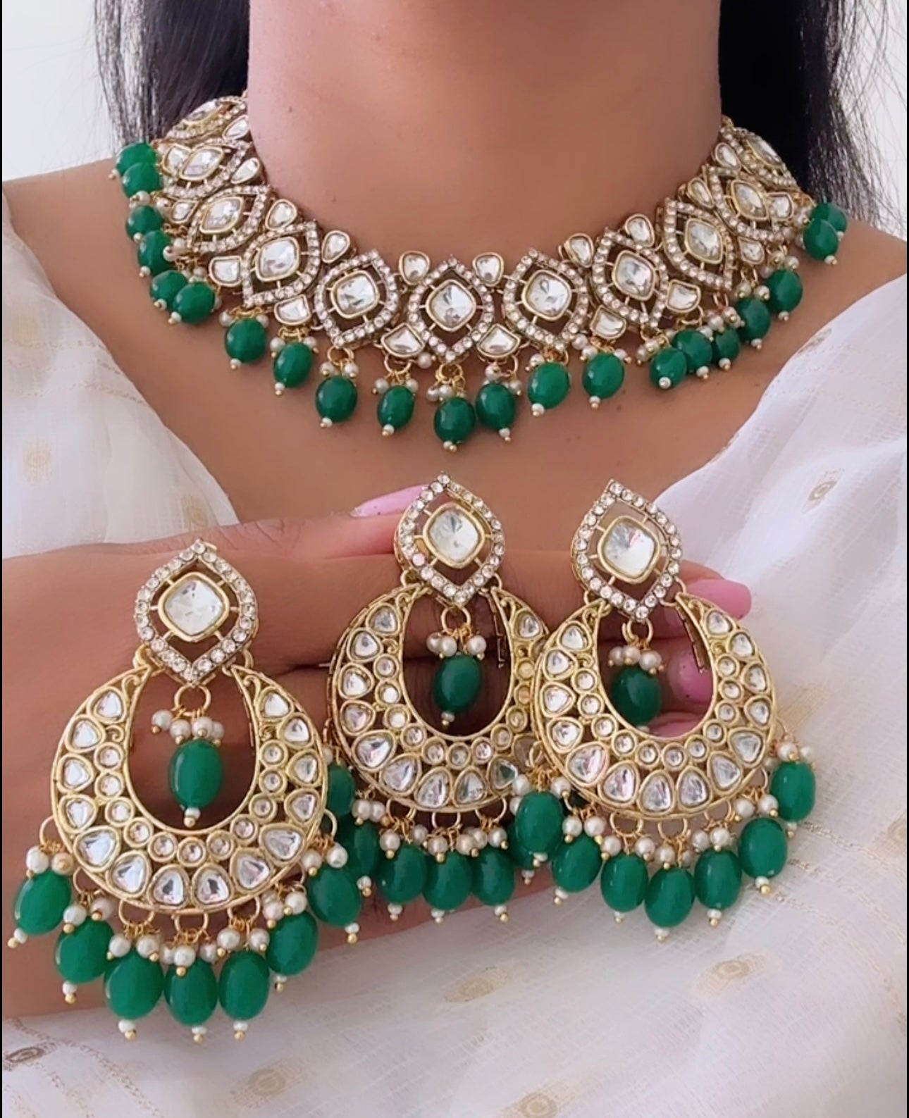 Kundan set green