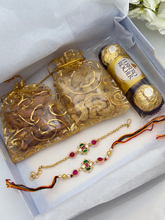 Pachi kundan Rakhi hamper