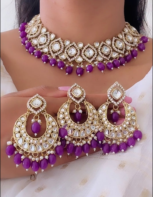 Kundan set purple