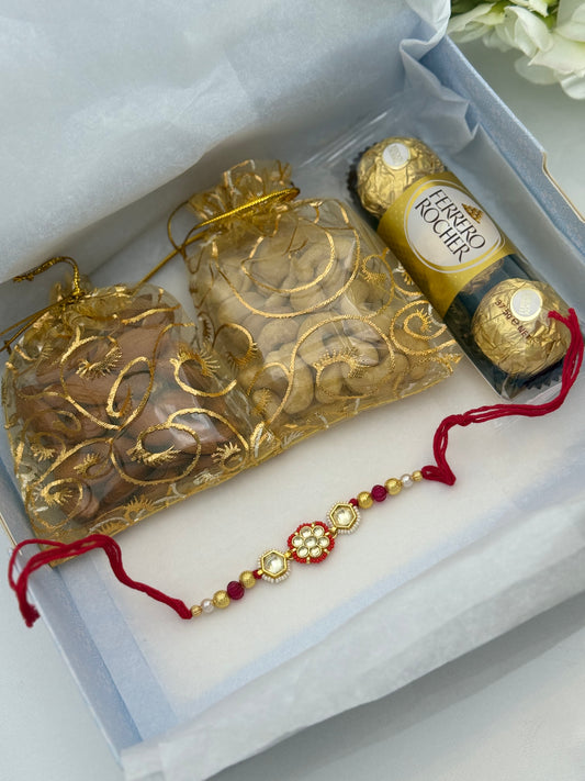 Pachi kundan Rakhi hamper