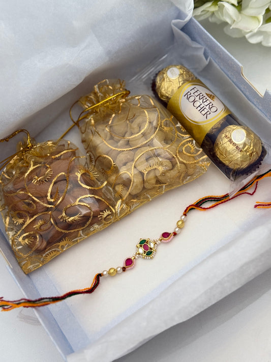 Pachi kundan Rakhi hamper