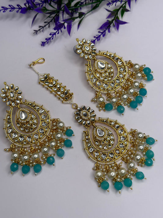 Kundan tikka sets in blue