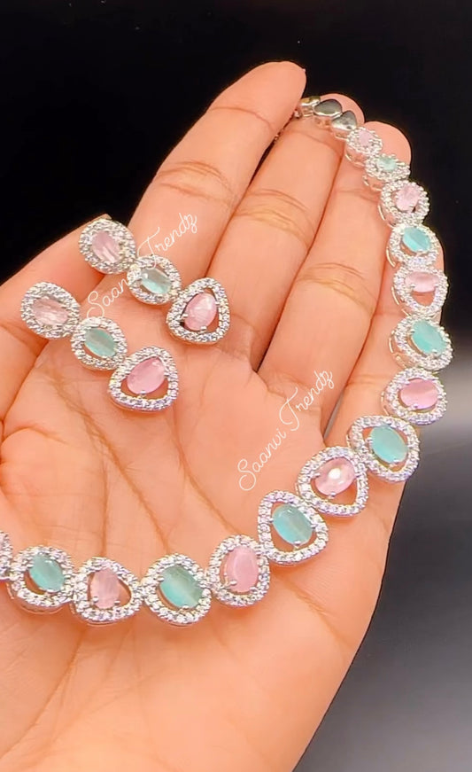 Mint pink necklace