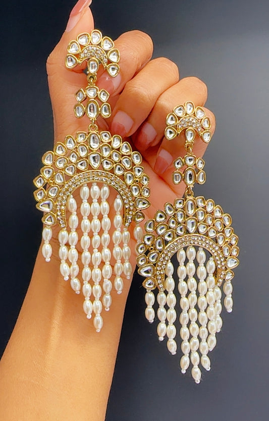Kundan earrings white