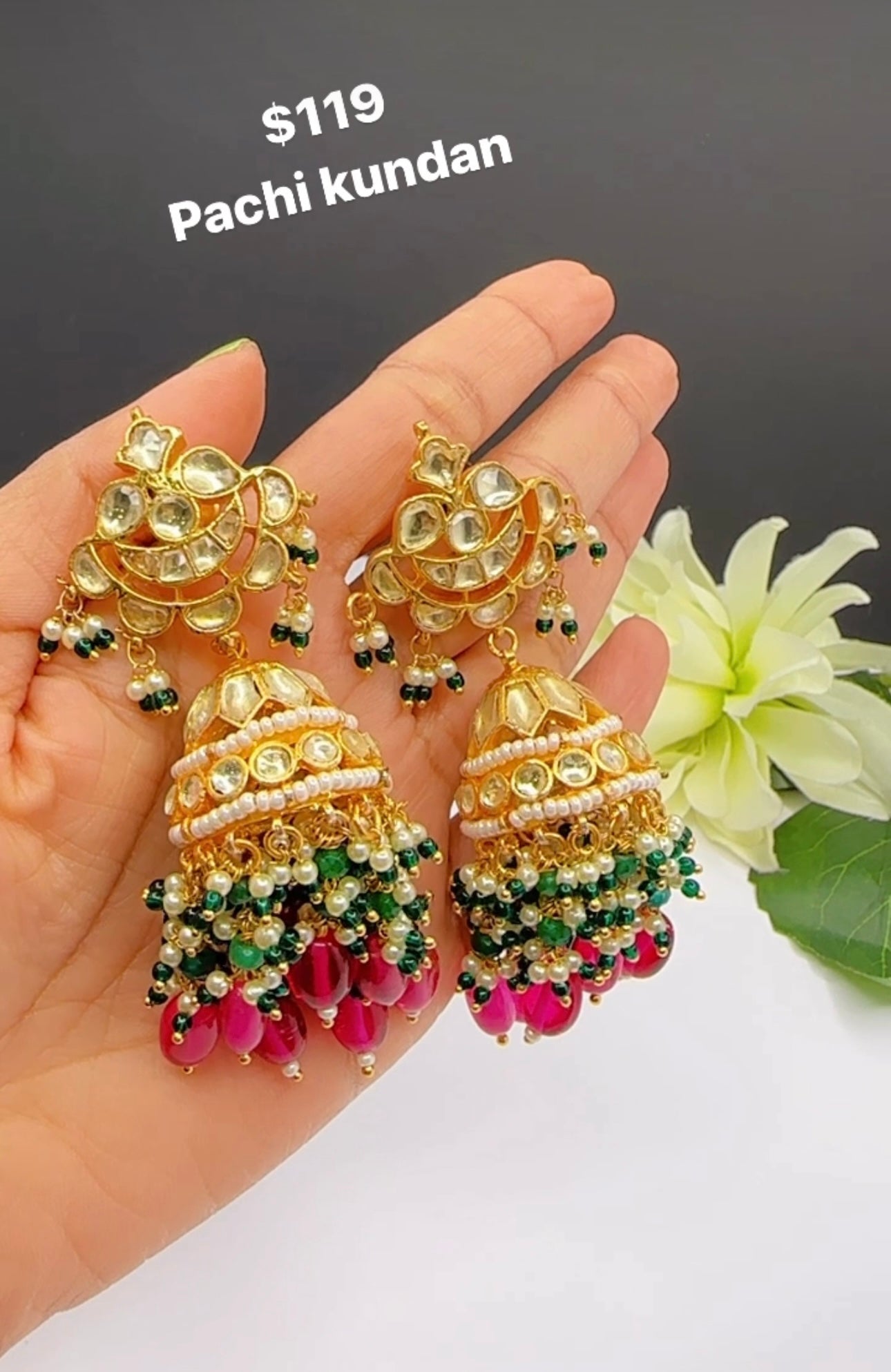 Pachi kundan jhumki