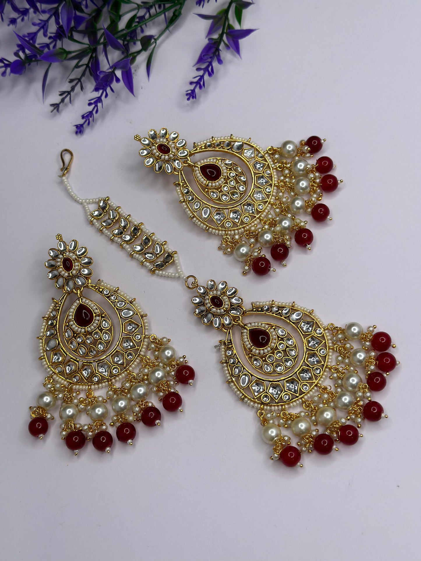 Kundan tikka set mehroon