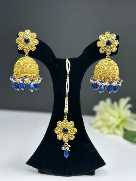 Jhumki tikka in blue