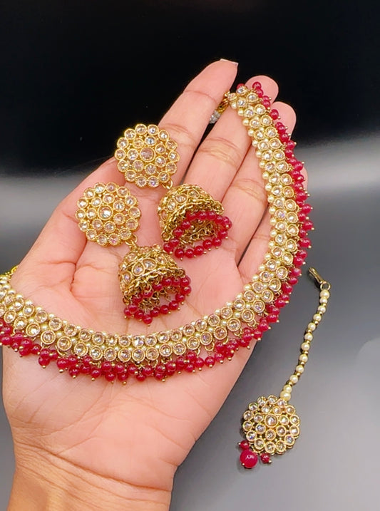 Mehroon necklace set