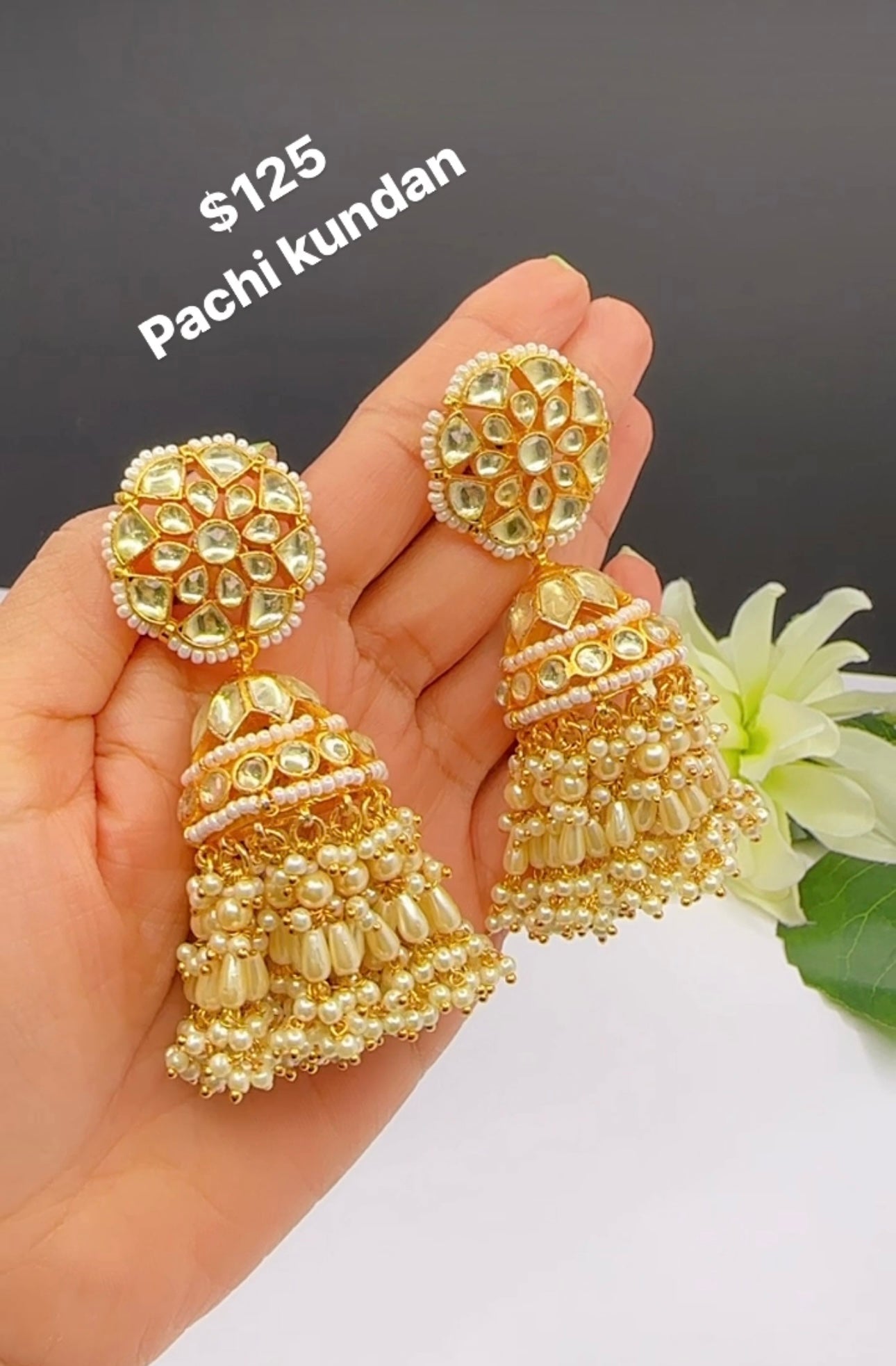 Pachi kundan jhumki