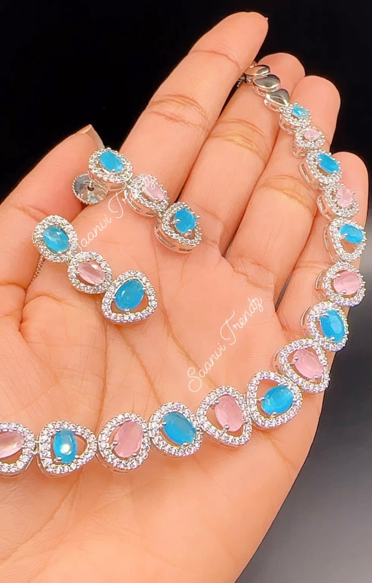 Blue pink necklace