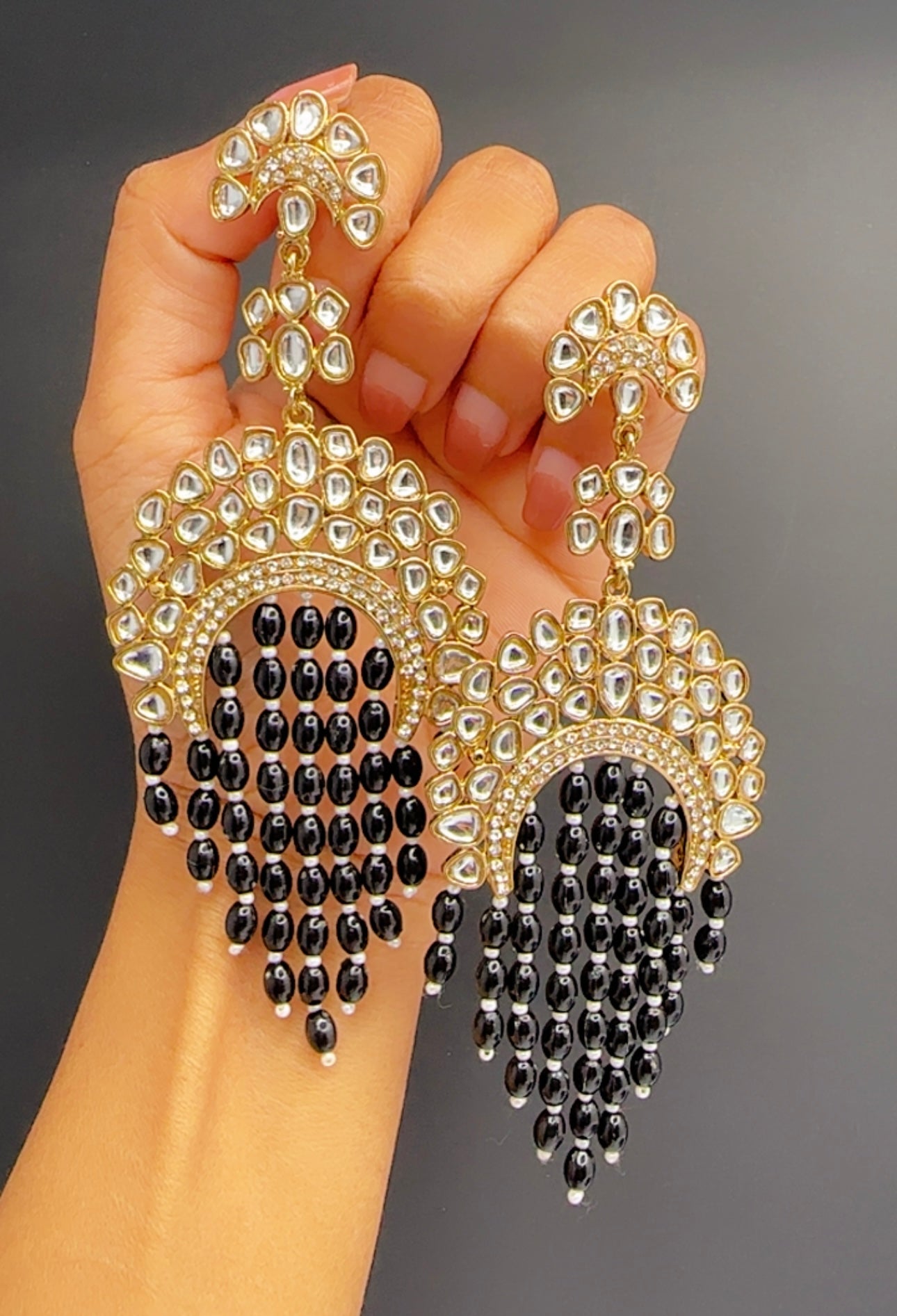 Kundan earrings black