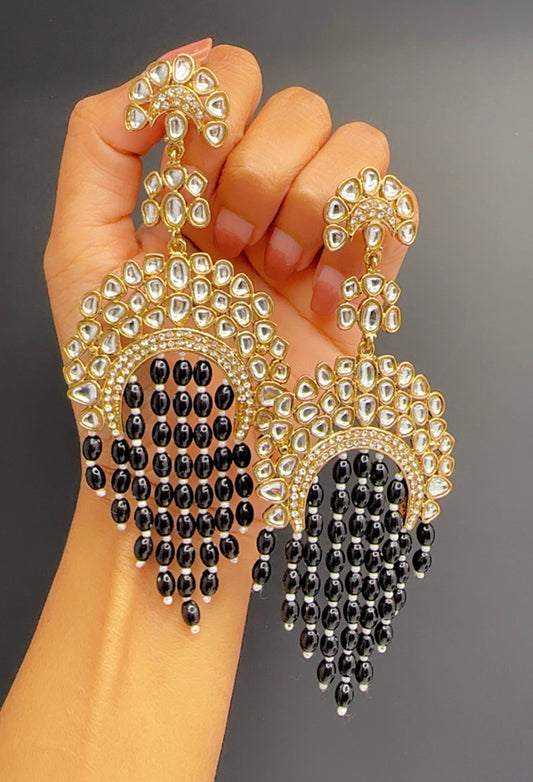 Kundan earrings black