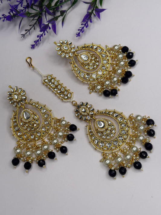 Kundan tikka set Navy Blue