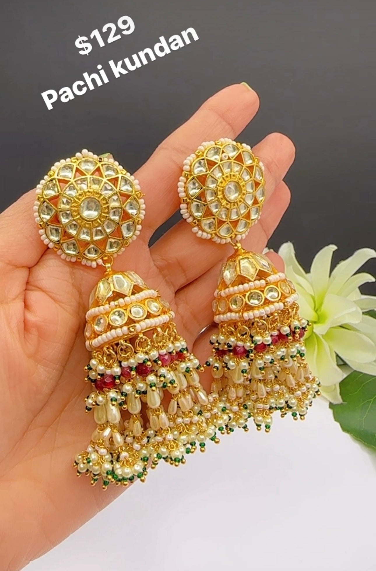 Pachi kundan jhumki