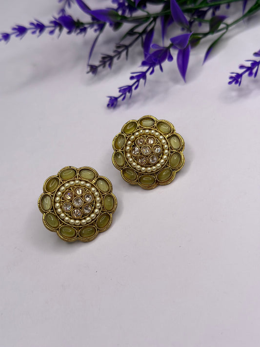 Studs in olive green colour
