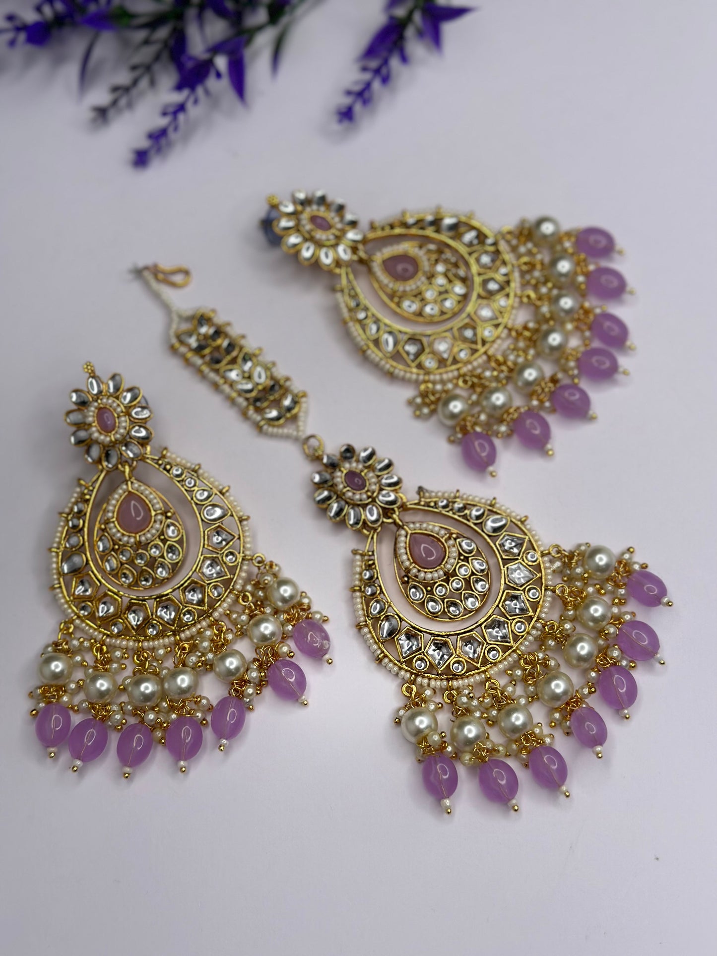 Kundan tikka set lavender